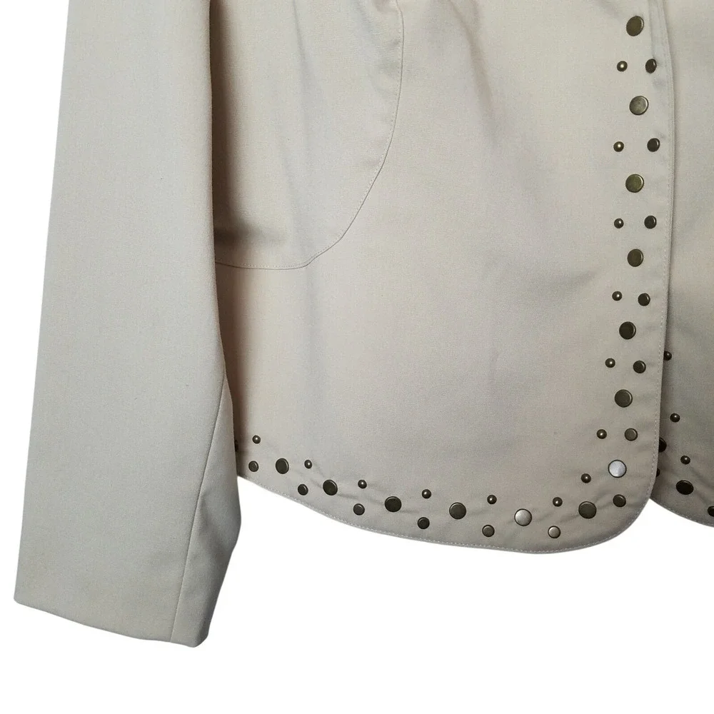 Metro 7 Sand Beige Studded Open Front Blazer Jacket 22W 24W Professional Western